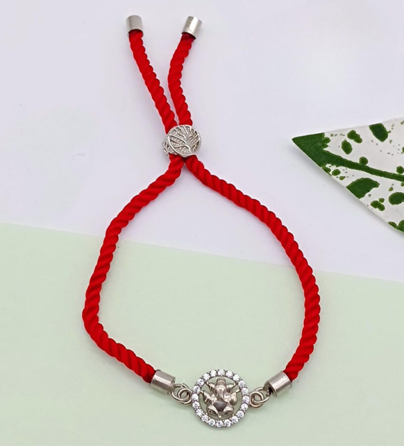 Ganeshji Circular Silver Rakhi